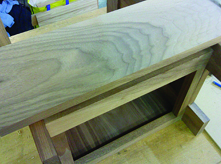 I selected a piece of walnut for the drawer front and again have thicknessed it. There's some nice grain here, so will crop the best bit for the drawer.